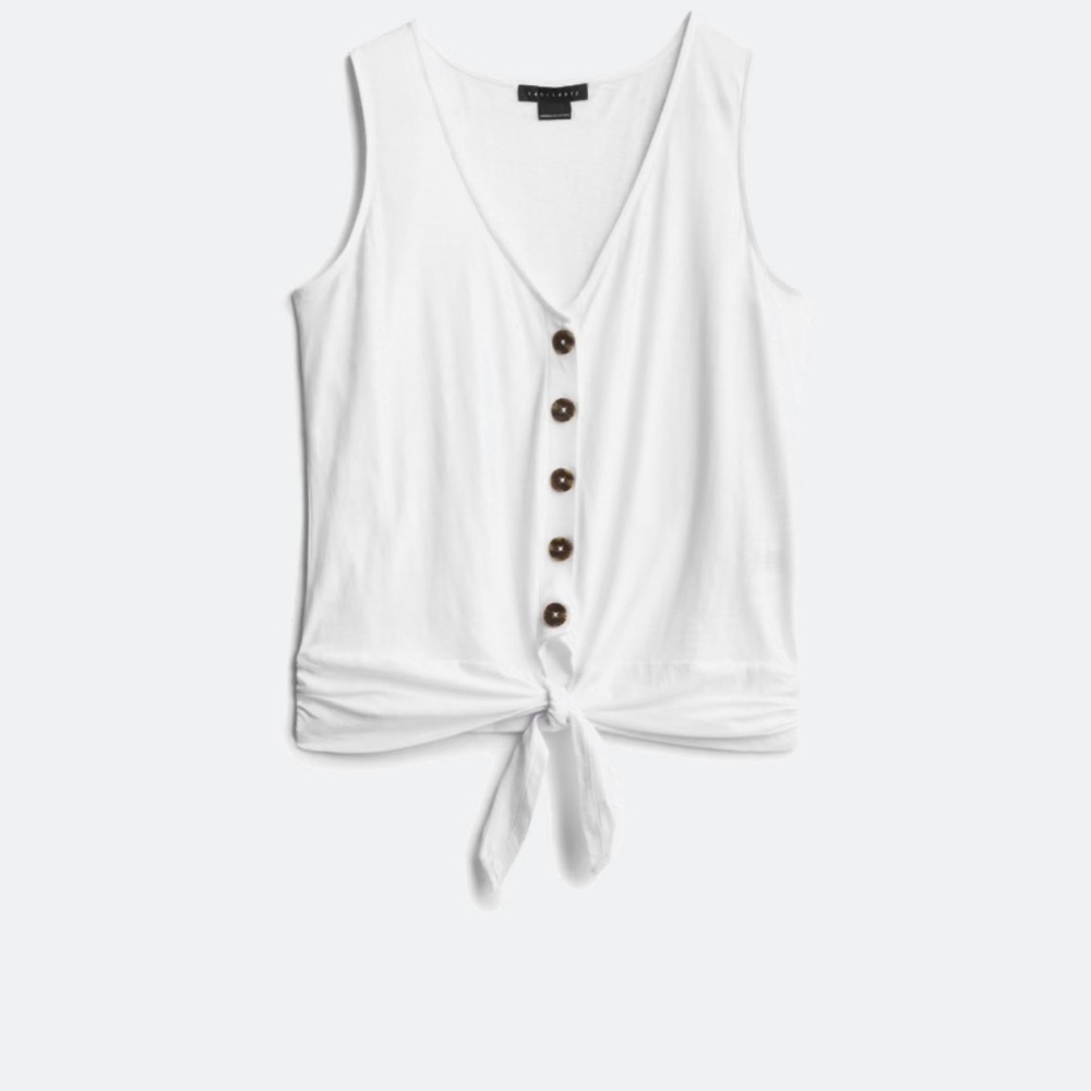Sanctuary White Button-Down Tie Front Top size small.